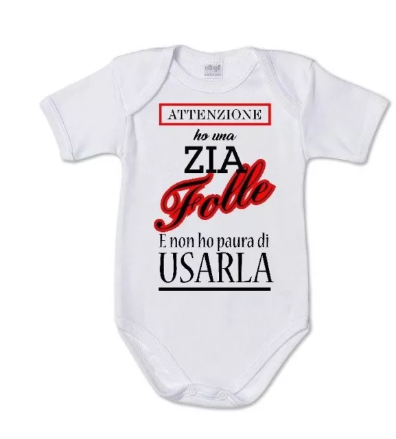 body bimbo stampa " ho uno zio / zia folle " idea regalo nascita nipote bambino