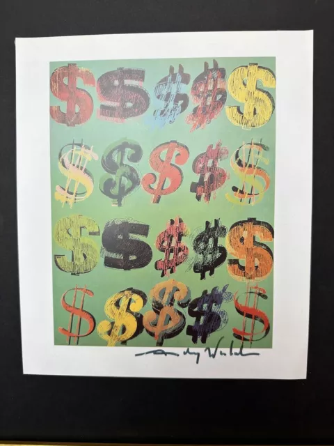 Andy Warhol Dollar Sign Print Lithograph Gold Framed COA Signed Art 17x14