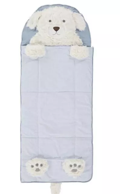 Pottery Barn Kids - Shaggy Puppy Sleeping Bag - Monogramed OLIVER - Blue Checked