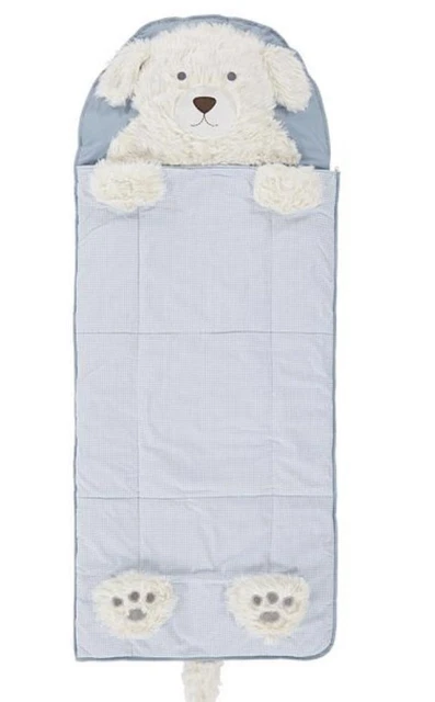 Pottery Barn Kids - Shaggy Puppy Sleeping Bag - Monogramed OLIVER - Blue Checked Pottery Barn Kids - Shaggy Puppy Sleeping Bag - Monogramed OLIVER - Blue Checked