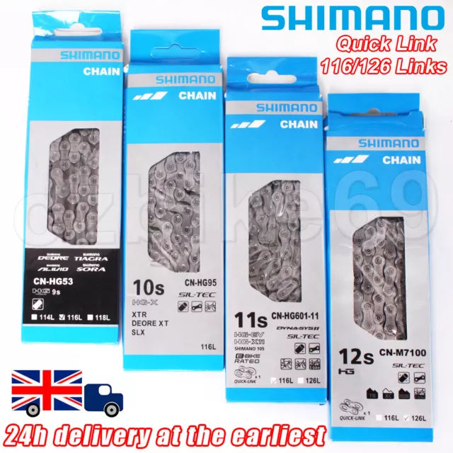 ​Shimano 6/7/8/9/10/11/12 Speed Chain HG53/95/901/M8100 MTB Bike 116/126 Links