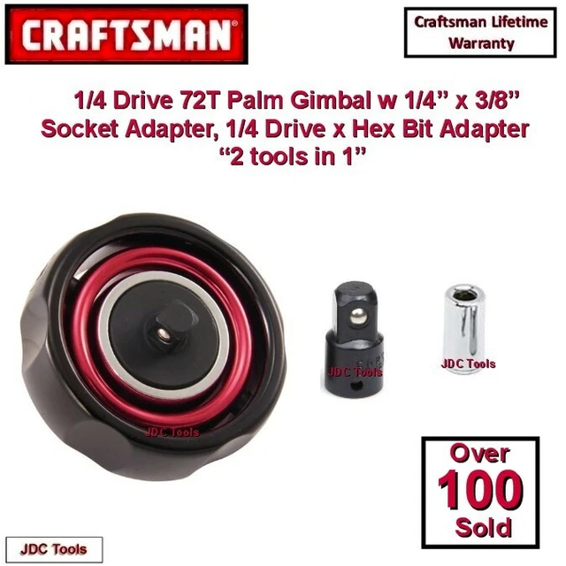 CRAFTSMAN 1/4 DRIVE Socket Ratchet Wrench Gimbal w 3/8 Adapter “2 Tools