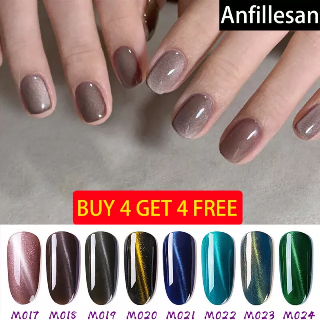 Anfillesan Glitter Cat Eye Nail Polish Gel Magnetic Soak Off UV LED Gel Varnish