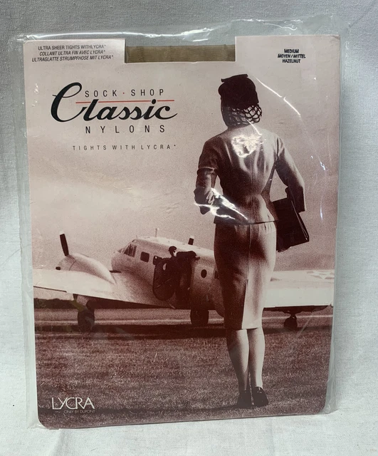 Vintage Tights- Sock Shop Classic Nylons-Size Medium Uk - Hazelnut-New