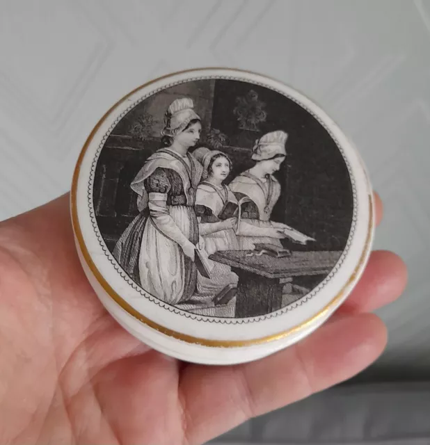 Unusual Pictorial Pot Lid "The Maidservants" ??