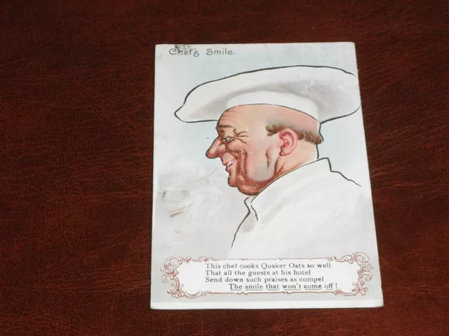 Original Advertising Postcard - Quaker Oats - Chef's Smile.