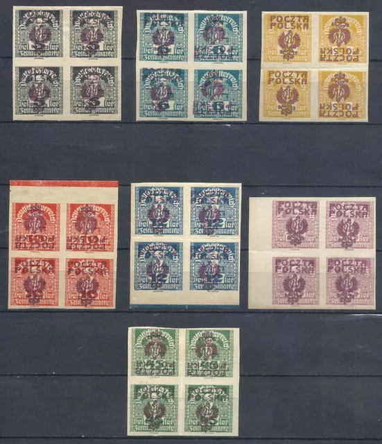 Poland local  1918 ROZWADÓW ISSUE II in fours error rare sig.MNH*/MNH**  OVPT