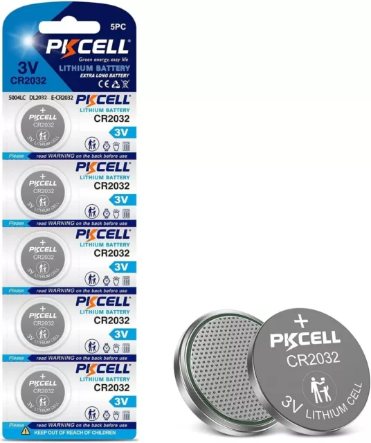5 Pcs CR2032 Coin Button Cell 3V Lithium Batteries Retail Pack Compliant