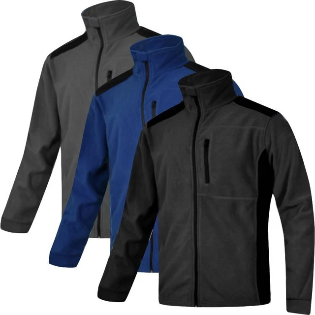 Mens Anti Pill Contrast Fleece Jacket Zip Pocket Work Outdoor Warm Coat Polar