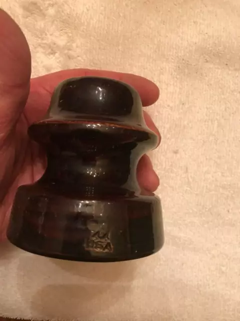 Vintage Brown Ceramic Insulator Marked Locke 44 Usa