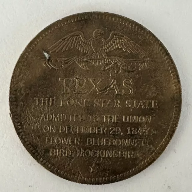 Texas Shell Oil Token States of the Union 26mm Bronze Coin Austin Franklin Mint