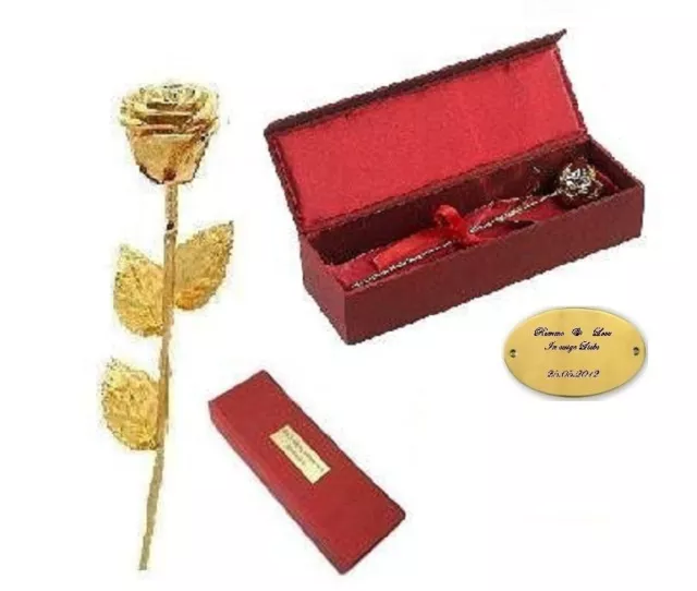 Goldene Rose mit GRAVUR f EWIGE LIEBE Valentinstag Hochzeit Geburtstag Geschenk