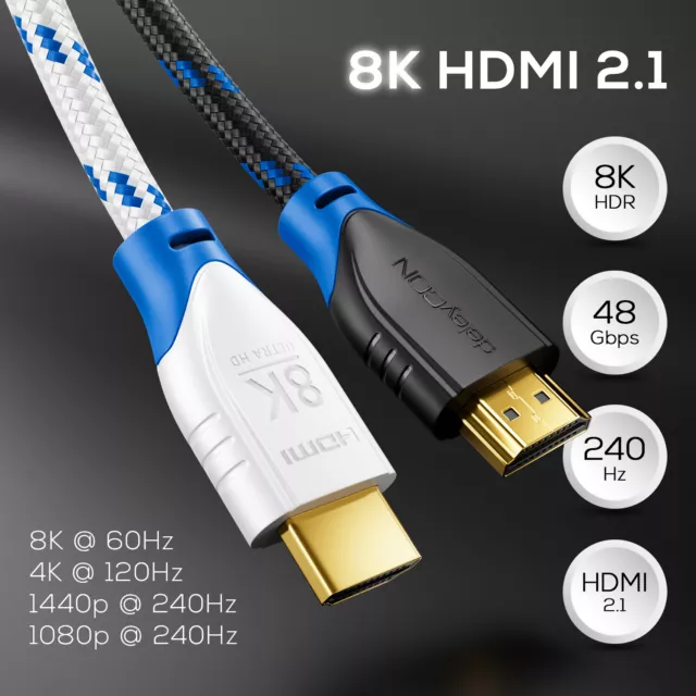 8K HDMI Kabel 2.1 UHD HDR 10+ Ultra HighSpeed 48Gbit/s Ethernet eARC HDTV PS5