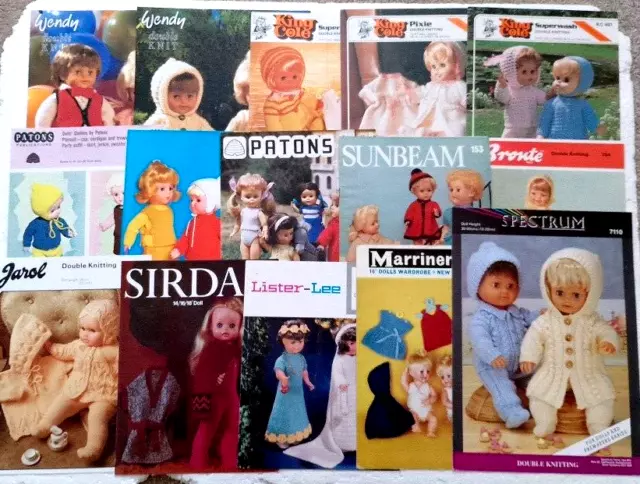 Job Lot Of Dolls Clothes Knitting Patterns Various Size Dolls