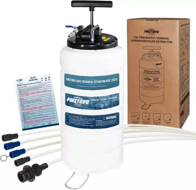 FIRSTINFO A1106USY5 Patented 15L Pneumatic/Manual Oil/Fluid Vacuum Extractor Pum