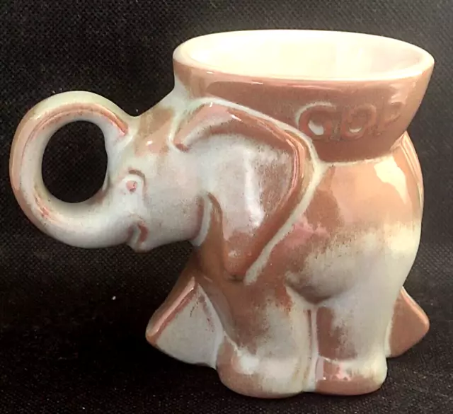 Frankoma Pottery Stoneware Signed 1978 Redware GOP Elephant Mug Trunk Up VTG 2
