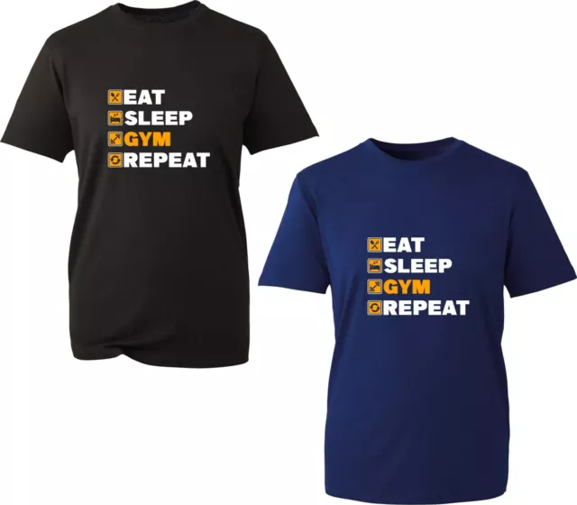Gym Lovers T-Shirt Eat Sleep Gym Repeat Funny Workout Gymer Unisex Gift Tee Top