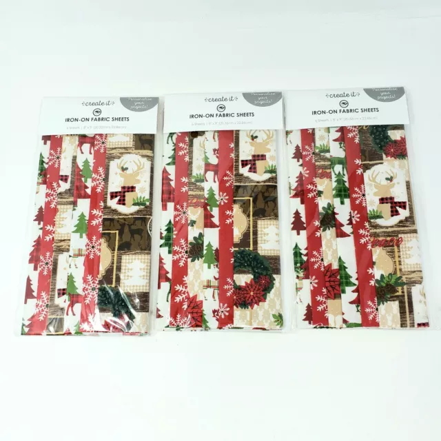 Lote de 3 paquetes de hojas de tela de hierro Create It para albergar ciervos navideños vacaciones