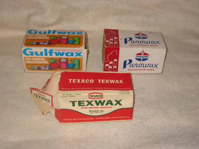 Lot of 3 Texaco Standard Gulf Paraffin Containers