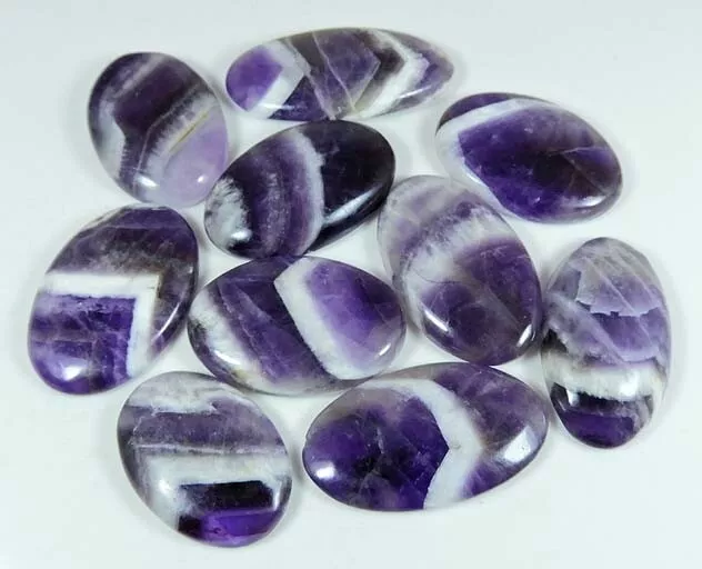 Natural Amethyst Lace Agate Designer Oval Cabochon Untreated Loose Gemstone Lot