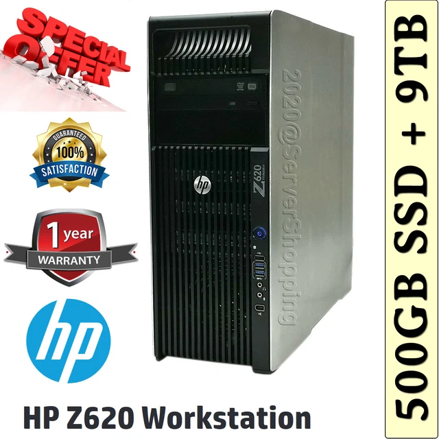 HP Z620 WORKSTATION DUAL Xeon 20CORES CPUs 128GB RAM 500GB SSD & 9TB 3