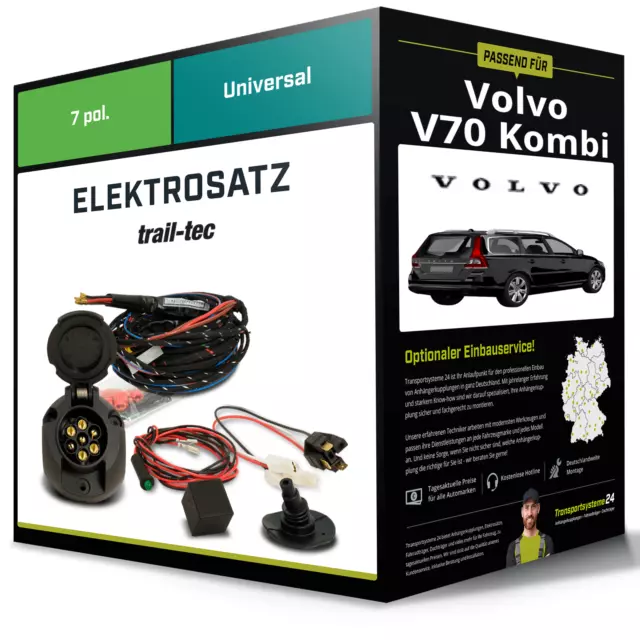 Elektrosatz 7-pol universell für VOLVO V70 Kombi 05.2011-jetzt NEU trail-tec