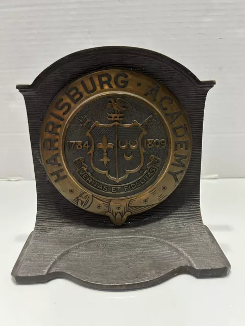 Antique Vintage Harrisburg Academy 1784-1809 Cast Iron, Brass, Bronze Bookend