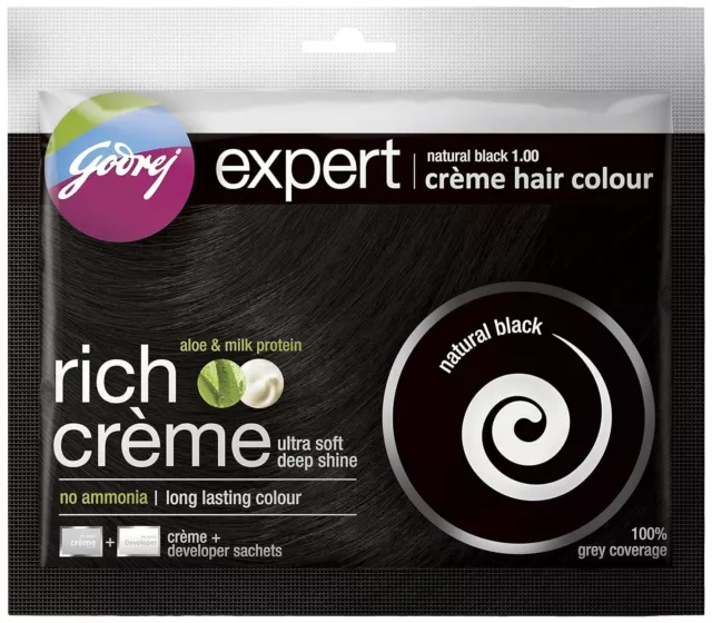 Godrej Experto Rico Crème Color Pelo ,20ml+ 20g (Pack De 8) - Negro Natural 3