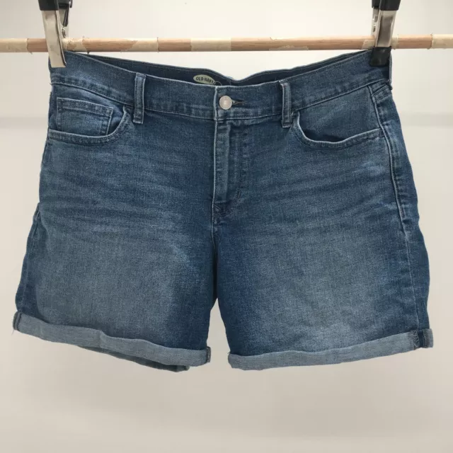 Old Navy The Sweetheart Cuffed Denim Shorts Womens 8 Blue Mid Rise Zip Fly