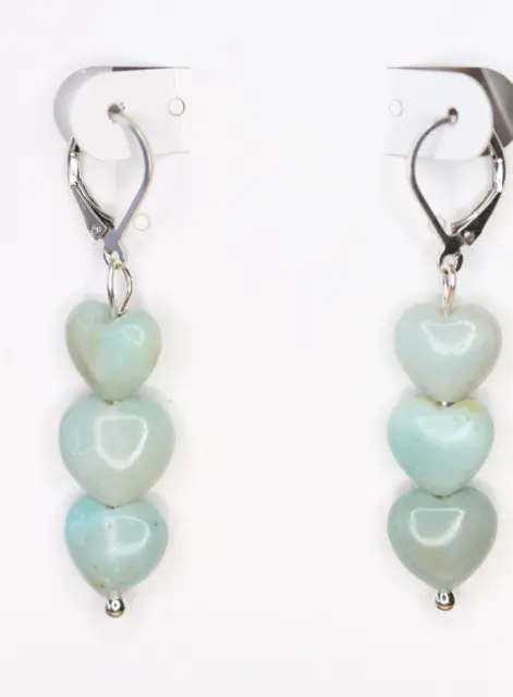 "Pendientes de palanca trasera de plata esterlina 0,925 azul Amazonite de 11 mm azul 1,75"