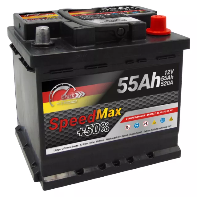 BATTERIA AUTO SPEED MAX L1 55 Ah 520A EN = FIAMM BOSCH 54Ah DX + PRONTA ALL'USO