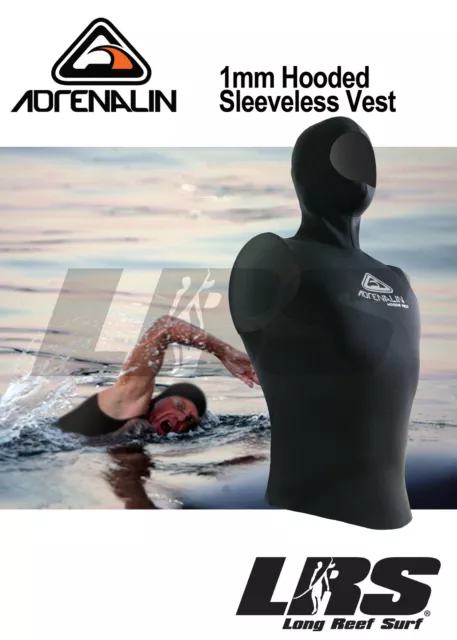 NEW Adrenalin 2mm Neoprene Hooded Vest Sleeveless Wetsuit Top Wet Suit with Hood