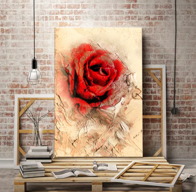 Leinwand Bild Red Rose Xxl Pop Art Graffiti Blumen Abstrakt Wandbild