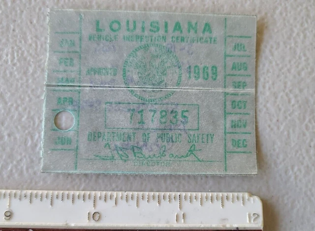VINTAGE MAY 1969 Louisiana Vehicle Inspection Sticker #2 $1.99 - PicClick