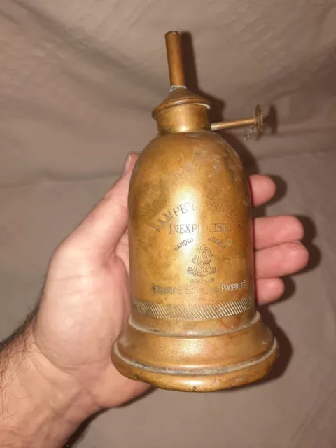 Antique Victorian Brass Oil Lamp Hand Help W Small Cap 6 MADE IN ITALY