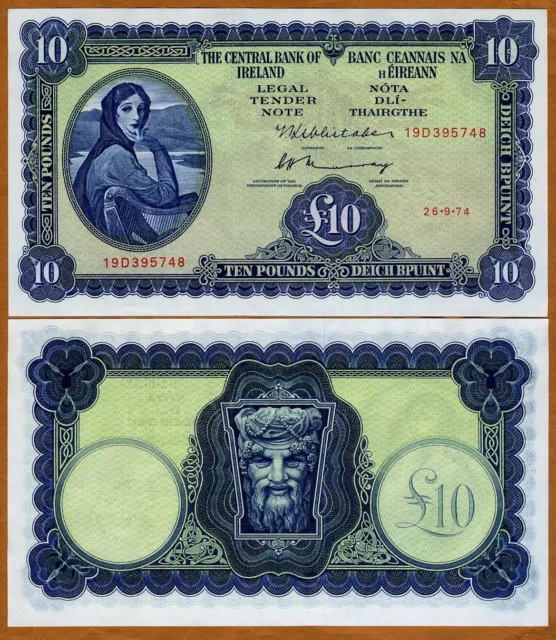 Ireland Republic, 10 pounds, 1974, P-66 (66c), aUNC