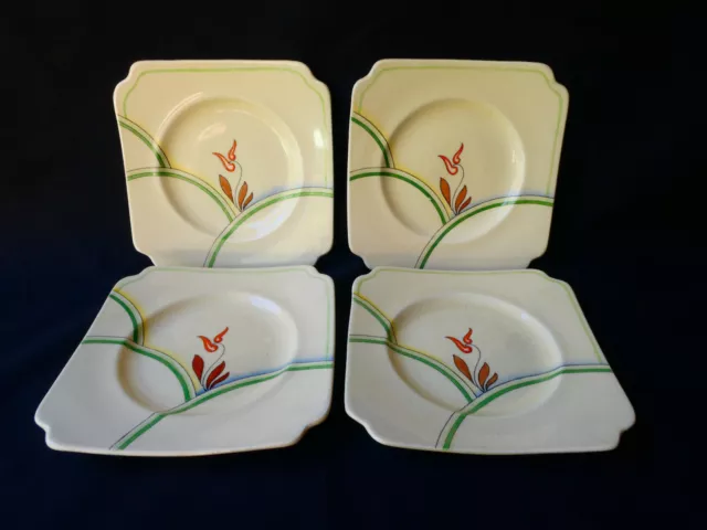 Vintage Art Deco Royal Doulton Dubarry Set of Four Hand Painted Tea Plates 1932