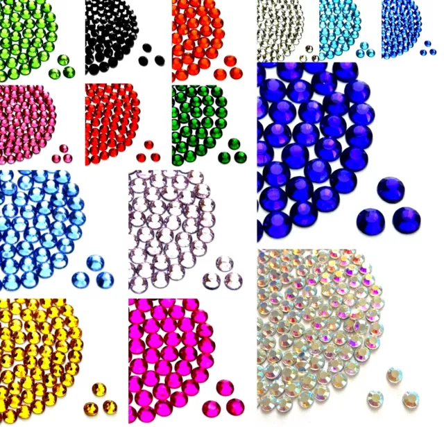 3000 pack Hotfix/Iron on or Glue on Rhinestone Diamante various colours and size