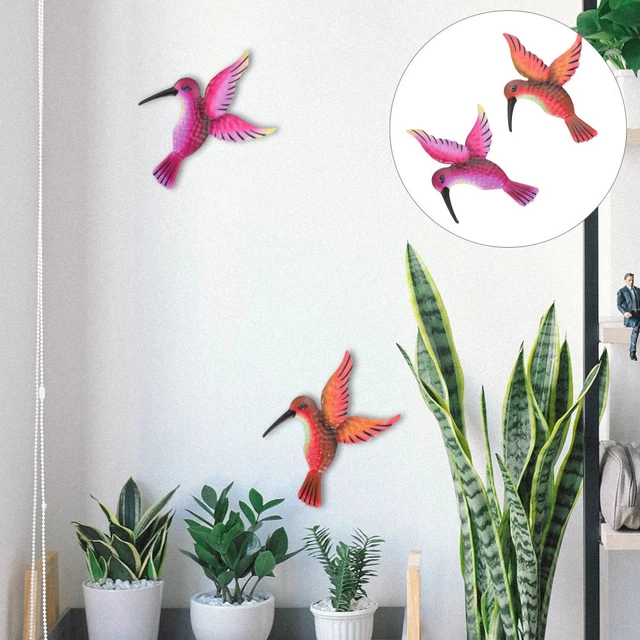 metall 3d -wand: 2pcs Kolibri-Dekor aus Metall vögel wandskulptur hanging ornam