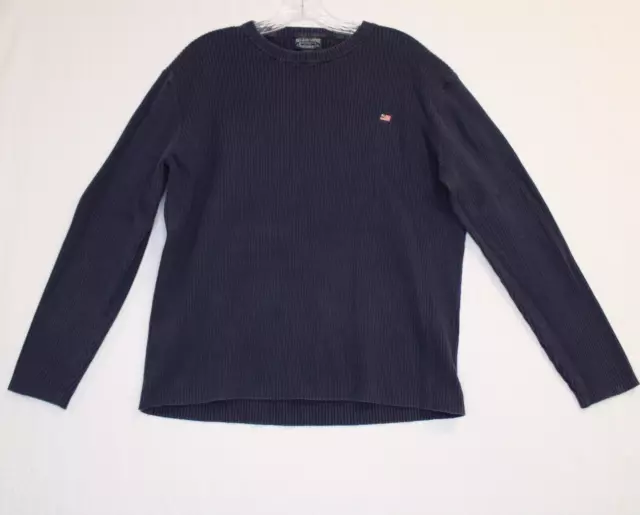 POLO JEANS CO Ralph Lauren Mens Navy Long Sleeve Sweater Flag Chest Logo Size XL