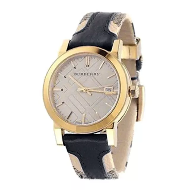 Burberry The City Gold BU9032 Gold Unisex Leather Strap Swiss Quartz Watch
