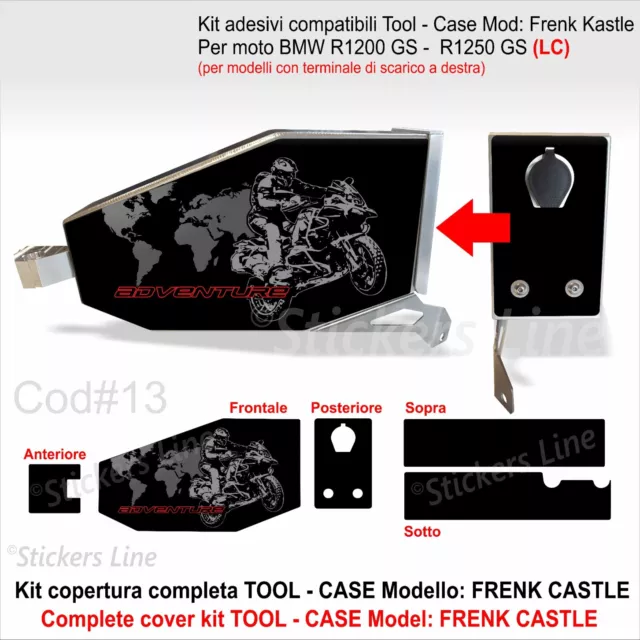 Kit Autocollant Outil Case BMW R1200 R1250 GS (LC) C13 Cassette Frenk Castle