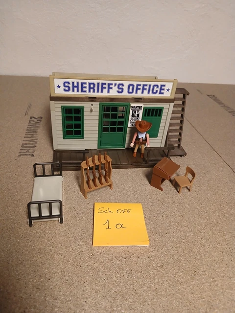 PLAYMOBIL 3423 V1 bâtiment shérif western 1976 complet en boîte vintage + livret EUR 85,00 - FR