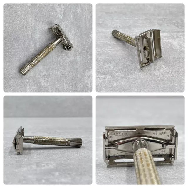 VINTAGE Gillette Safety Razor F3 Flare Tip Super Speed DE 1960s