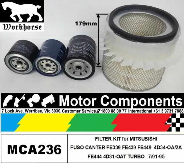 Mitsubishi Canter Fe339 Fe439 Fe449 3.9L 4D34 Fe444 4D31 Turbo 91-95 Filter Kit