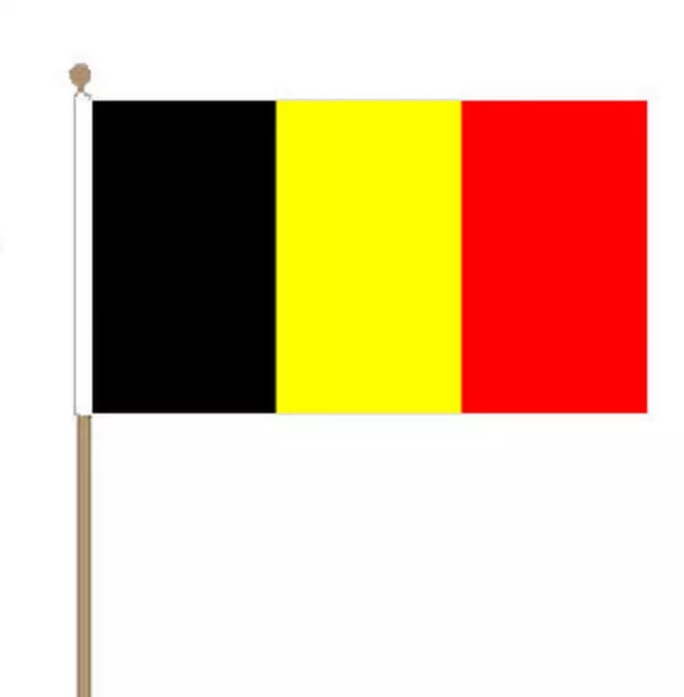 BELGIUM Polyester medium HAND WAVING FLAG 9"X6" 22.5cm x 15cm BELGIAN