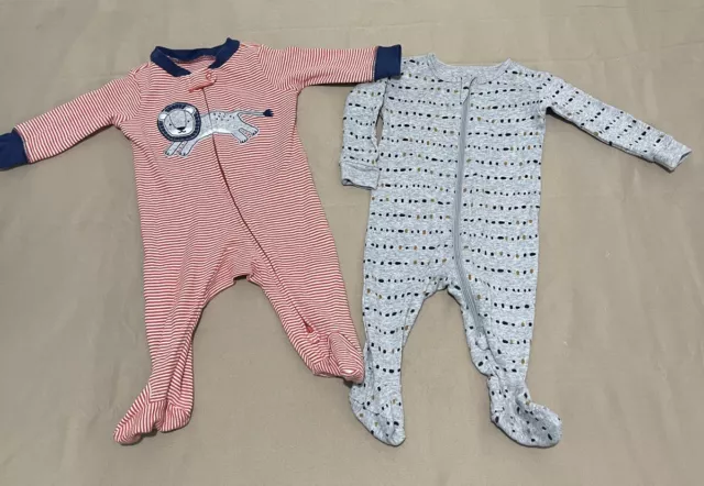 Carters & Petit lem 3 Months Infant Baby Boys 2 piece Footed Pajamas Sleepwears 2