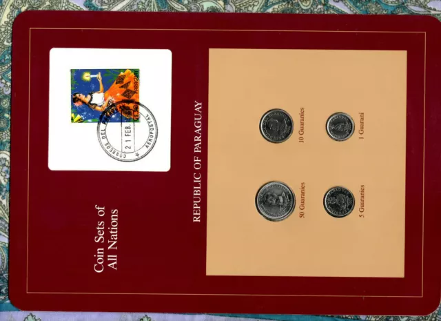 Coin Sets of All Nations Paraguay w/card UNC 50 Guar. 1980 1,10,5 Guaranies 1984
