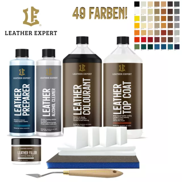 Leder Reparatur Set Leder Farbe Leder Lack für Möbel Sofa Auto 49 FARBEN 13-tlg