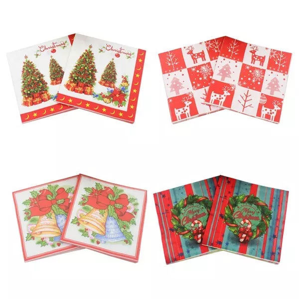 Natale Tovaglioli di Carta per Decoupage Craft Lusso 33x33cm 2PLY X 20